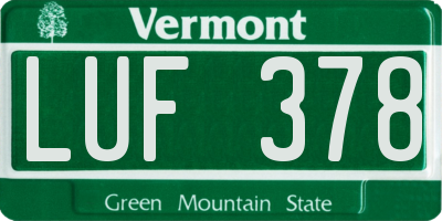 VT license plate LUF378