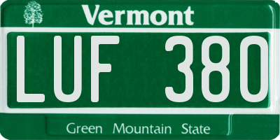 VT license plate LUF380