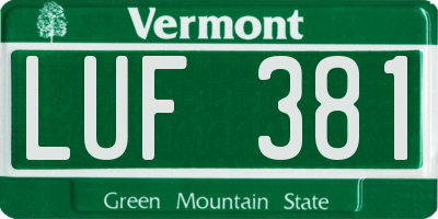 VT license plate LUF381