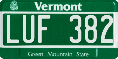 VT license plate LUF382