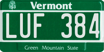 VT license plate LUF384