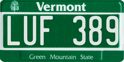 VT license plate LUF389