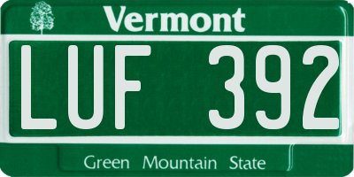 VT license plate LUF392