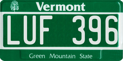 VT license plate LUF396