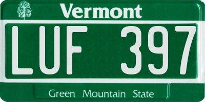 VT license plate LUF397