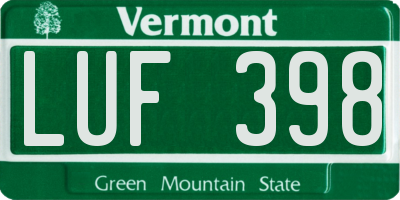 VT license plate LUF398
