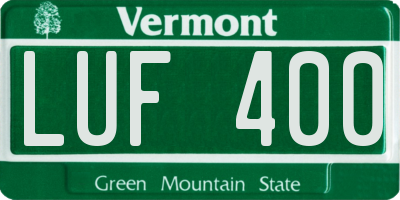 VT license plate LUF400
