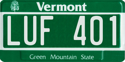 VT license plate LUF401