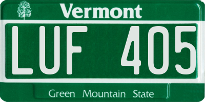 VT license plate LUF405