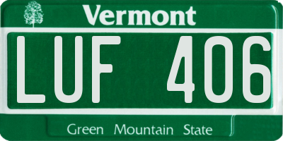 VT license plate LUF406