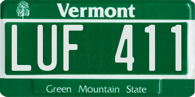 VT license plate LUF411