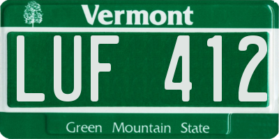 VT license plate LUF412
