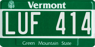 VT license plate LUF414