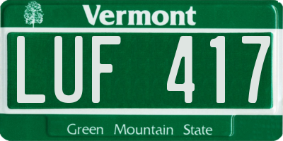 VT license plate LUF417
