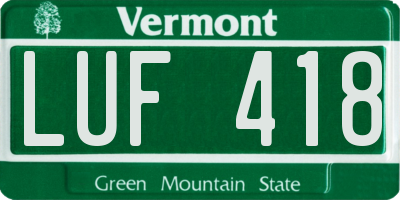 VT license plate LUF418