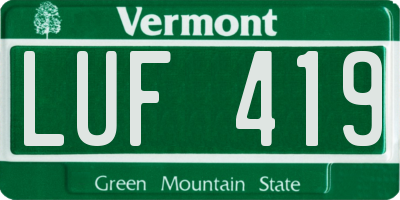 VT license plate LUF419