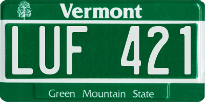 VT license plate LUF421