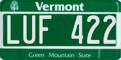 VT license plate LUF422