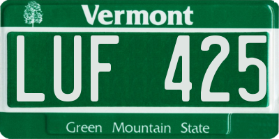 VT license plate LUF425
