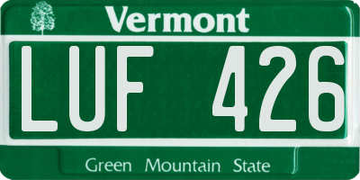 VT license plate LUF426
