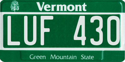 VT license plate LUF430