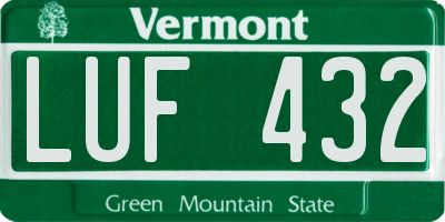 VT license plate LUF432