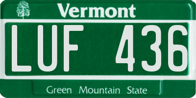 VT license plate LUF436