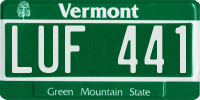 VT license plate LUF441