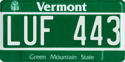 VT license plate LUF443