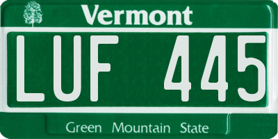VT license plate LUF445