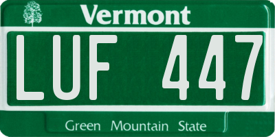 VT license plate LUF447