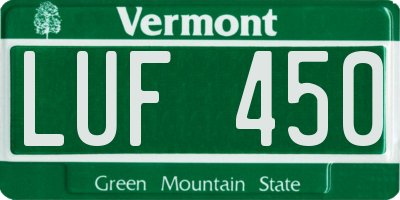 VT license plate LUF450
