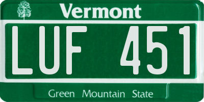 VT license plate LUF451