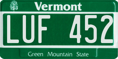 VT license plate LUF452