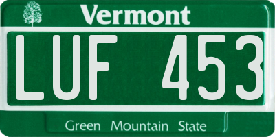VT license plate LUF453