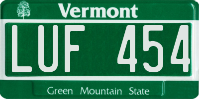 VT license plate LUF454
