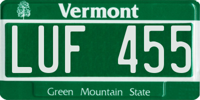 VT license plate LUF455