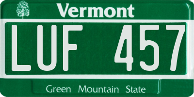 VT license plate LUF457