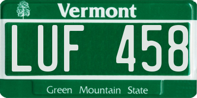 VT license plate LUF458