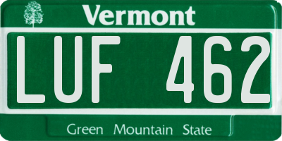 VT license plate LUF462