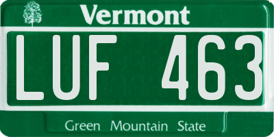VT license plate LUF463