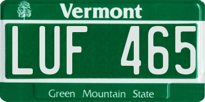 VT license plate LUF465