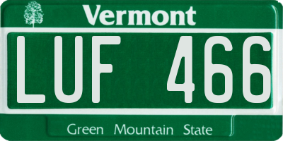 VT license plate LUF466