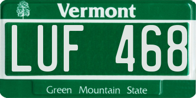 VT license plate LUF468