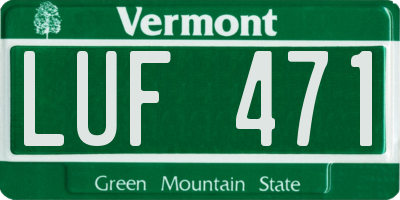 VT license plate LUF471