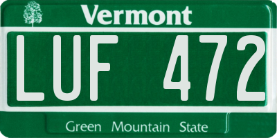 VT license plate LUF472