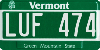 VT license plate LUF474