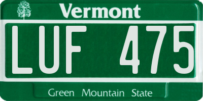 VT license plate LUF475