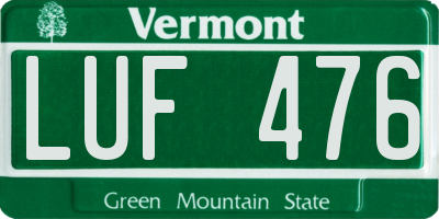 VT license plate LUF476
