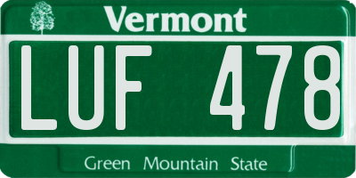 VT license plate LUF478